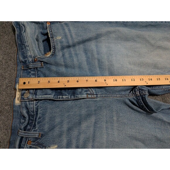 Madewell Low Slung Baggy Jeans Womens Size 32 Distressed Denim Blue - Picture 6 of 13